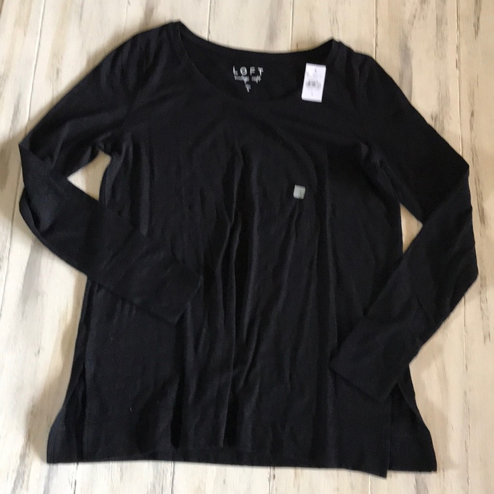 LOFT Black Long sleeve tunic tee Sz Small